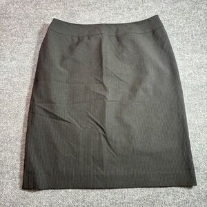 Tahari ASL Pencil Skirt Womens 10 Gray Pinstripe Career Office Lined